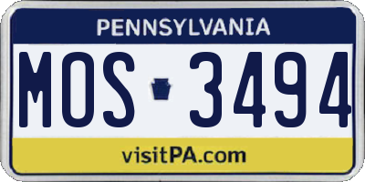 PA license plate MOS3494