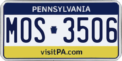 PA license plate MOS3506