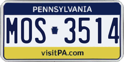 PA license plate MOS3514