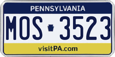 PA license plate MOS3523