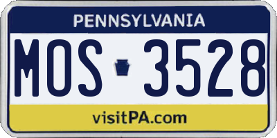 PA license plate MOS3528