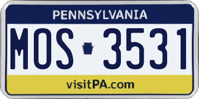 PA license plate MOS3531