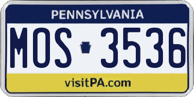 PA license plate MOS3536