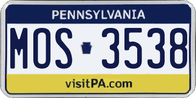 PA license plate MOS3538