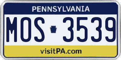 PA license plate MOS3539