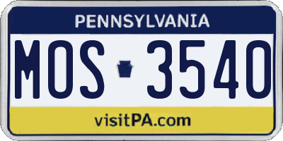 PA license plate MOS3540