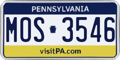 PA license plate MOS3546