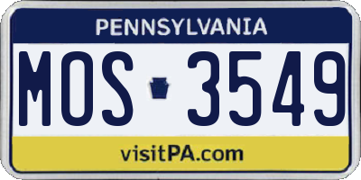 PA license plate MOS3549