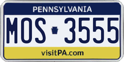 PA license plate MOS3555