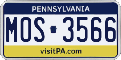 PA license plate MOS3566