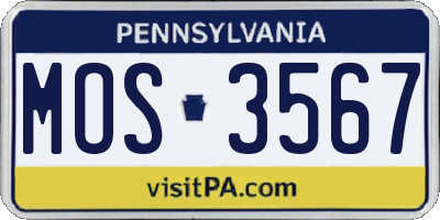 PA license plate MOS3567