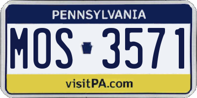 PA license plate MOS3571