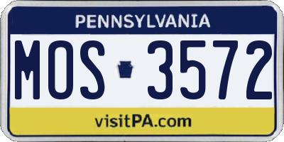 PA license plate MOS3572