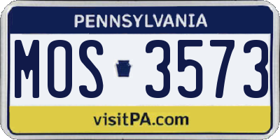 PA license plate MOS3573