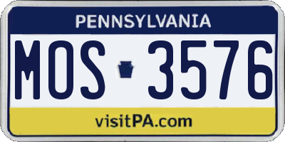 PA license plate MOS3576
