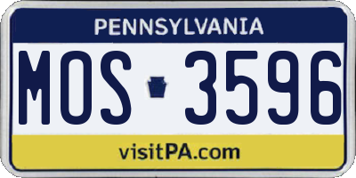 PA license plate MOS3596