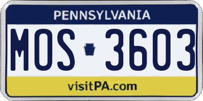 PA license plate MOS3603
