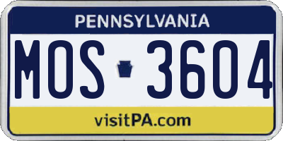PA license plate MOS3604