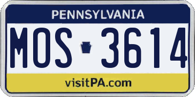 PA license plate MOS3614