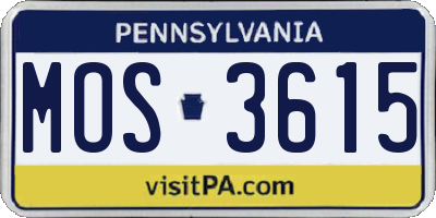 PA license plate MOS3615