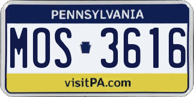 PA license plate MOS3616