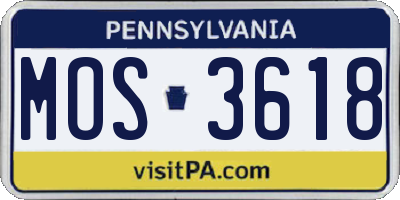 PA license plate MOS3618
