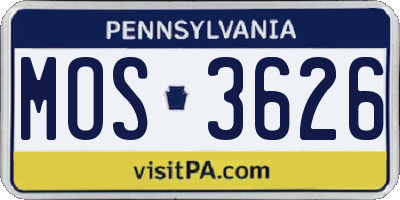 PA license plate MOS3626
