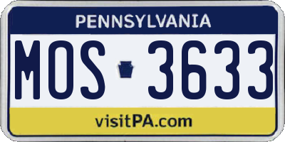 PA license plate MOS3633