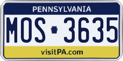 PA license plate MOS3635