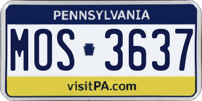 PA license plate MOS3637