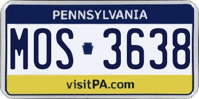 PA license plate MOS3638