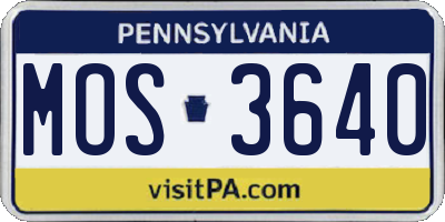 PA license plate MOS3640