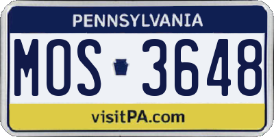 PA license plate MOS3648