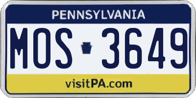 PA license plate MOS3649