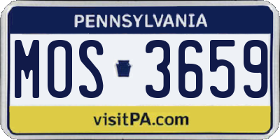 PA license plate MOS3659