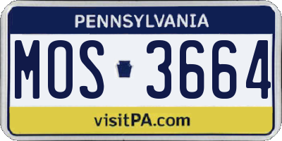 PA license plate MOS3664