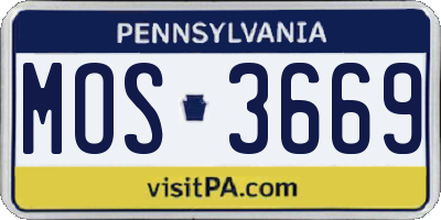 PA license plate MOS3669