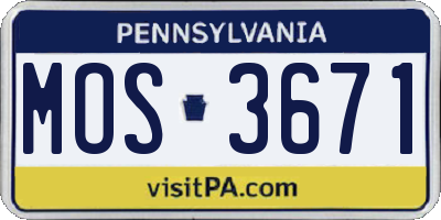 PA license plate MOS3671