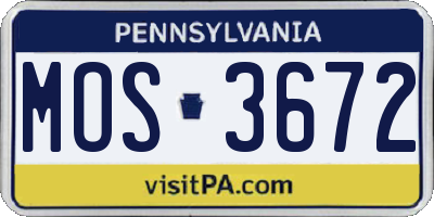 PA license plate MOS3672