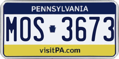 PA license plate MOS3673