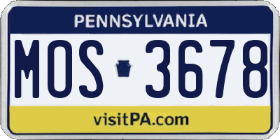 PA license plate MOS3678
