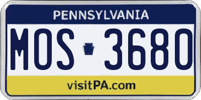 PA license plate MOS3680