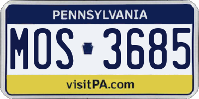 PA license plate MOS3685