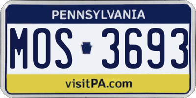 PA license plate MOS3693