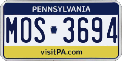 PA license plate MOS3694