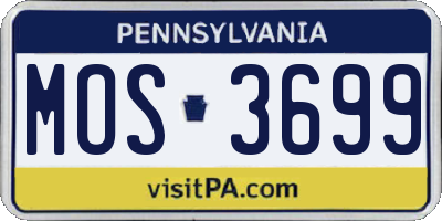 PA license plate MOS3699