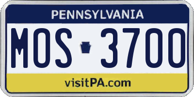 PA license plate MOS3700