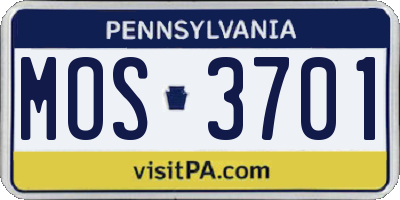 PA license plate MOS3701