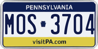 PA license plate MOS3704