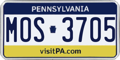 PA license plate MOS3705